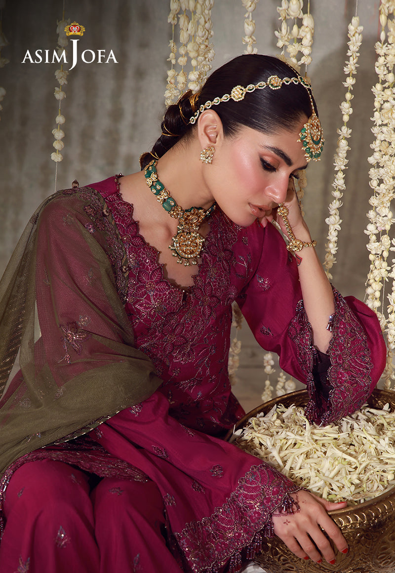 AJULFE-06 Embroidered Raw Silk Unstitched 3 Pcs