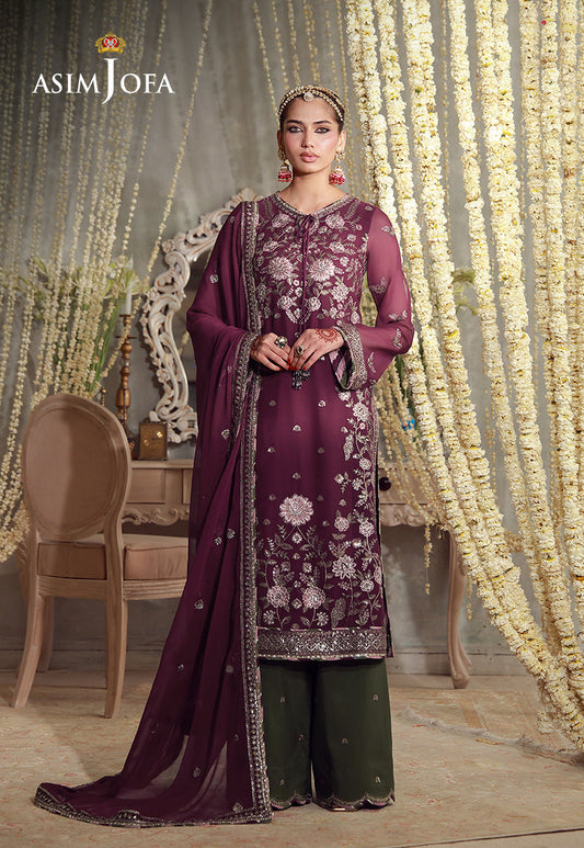 AJULFE-11 Embroidered Chiffon Unstitched 3 Pcs