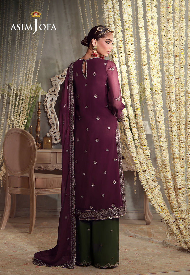 AJULFE-11 Embroidered Chiffon Unstitched 3 Pcs