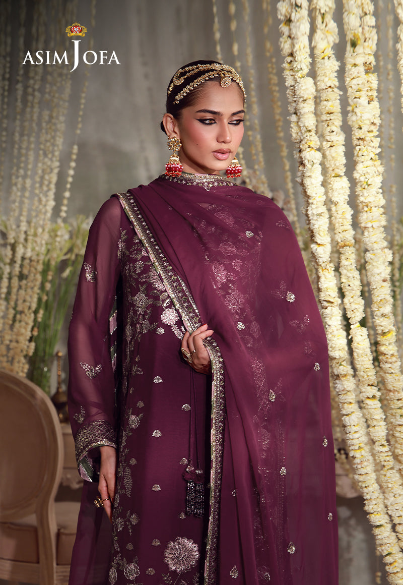 AJULFE-11 Embroidered Chiffon Unstitched 3 Pcs