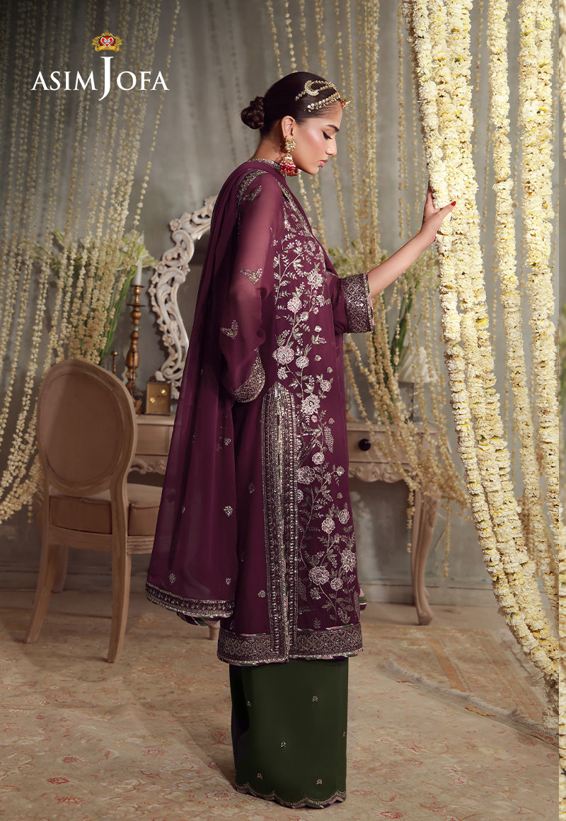 AJULFE-11 Embroidered Chiffon Unstitched 3 Pcs