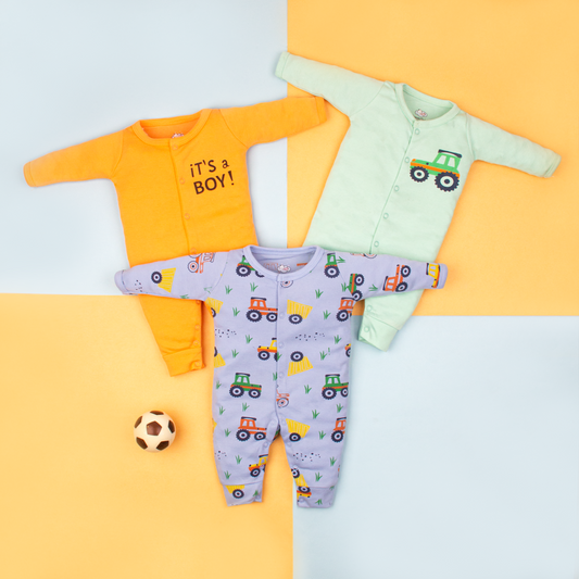 Baby Boy 3Pk Sleepsuits Its's A Boy Print