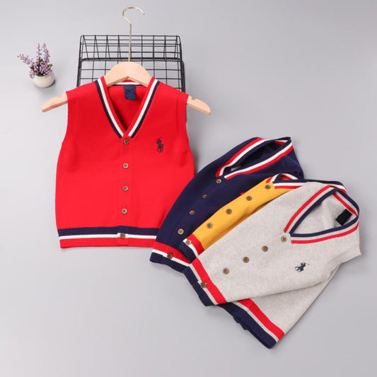 Girl Red Front open Sleeveless Sweater
