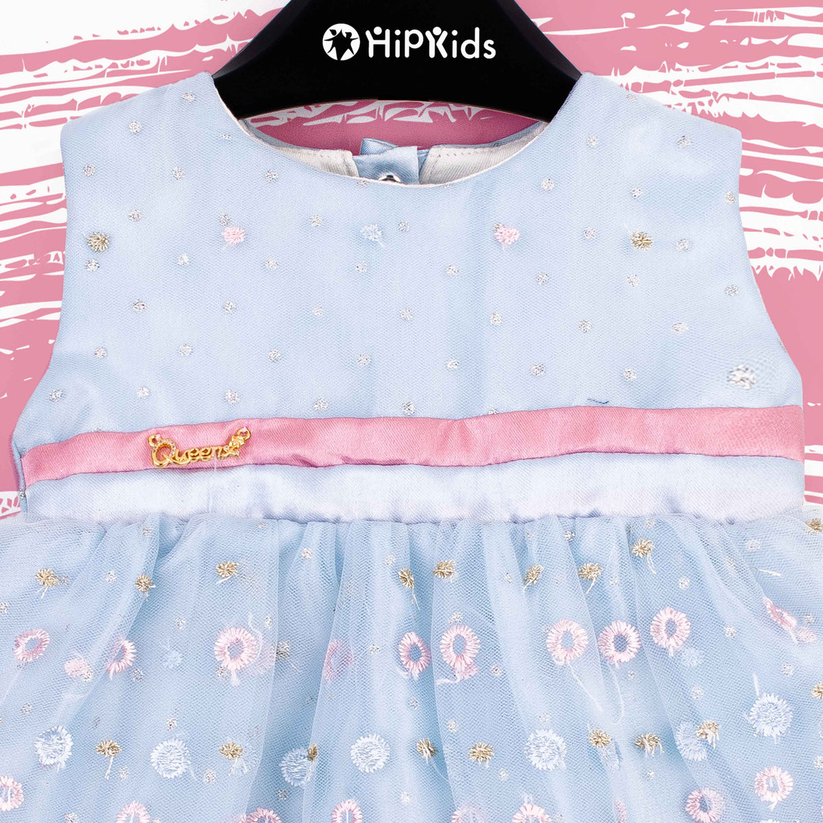 Baby Girl Blue Embroidered Fancy Toto Frock