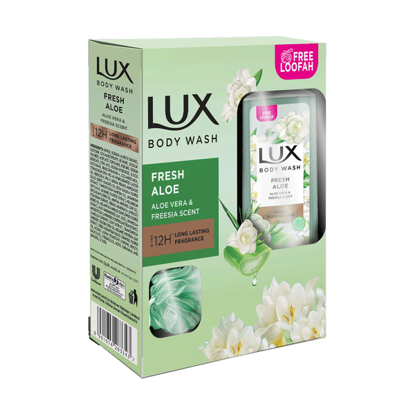 Lux Body Wash Fresh Aloe Vera & Freesia Scent With Loofah 520ml