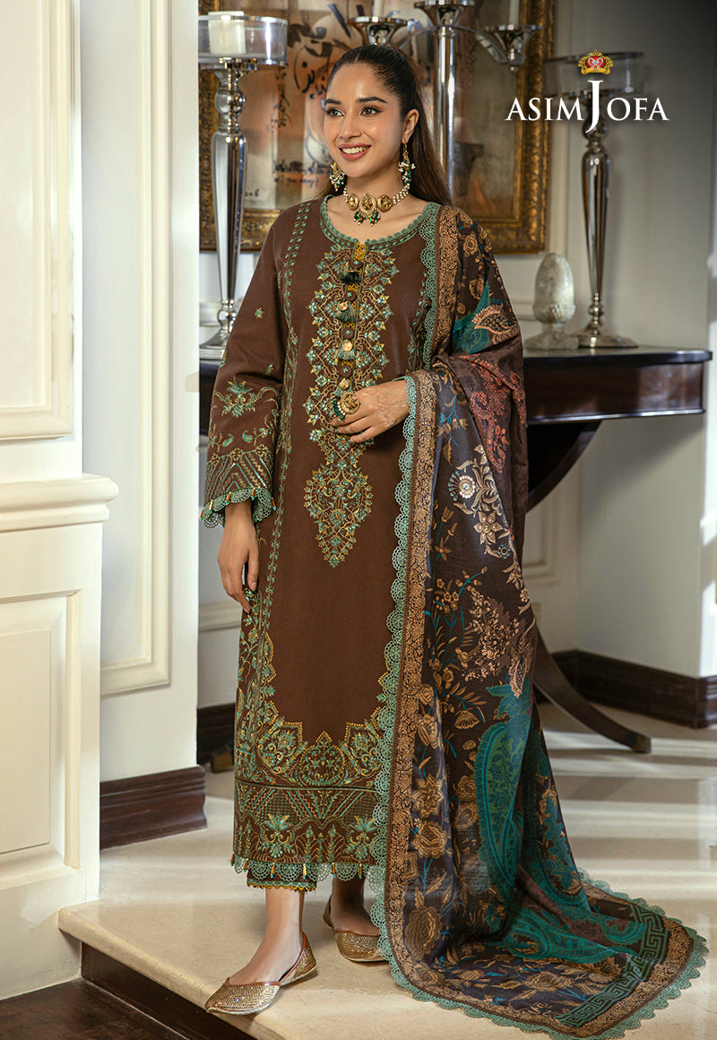 AJAWP-01 EMBROIDERED KHADDAR STITCHED 3 PCS