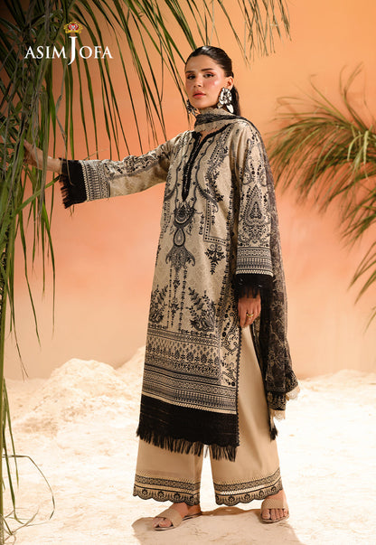 AJUBU-18 Printed Embroidered Lawn 2 Pcs