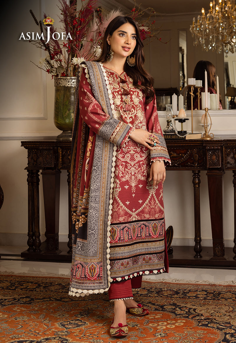 AJIWP-02 EMBROIDERED KHADDAR STITCHED 3 PCS