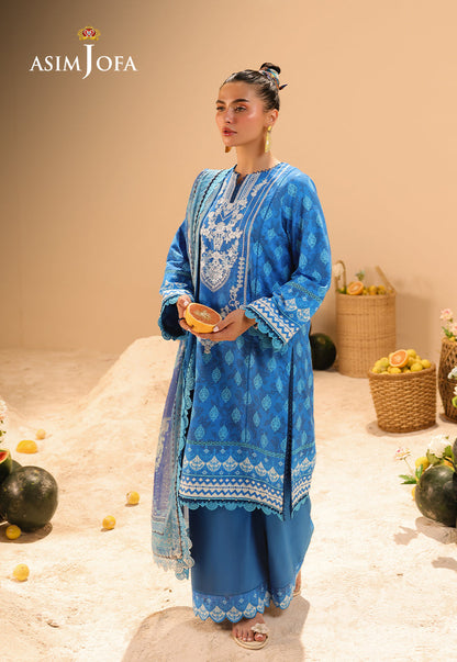 AJUBU-24 Printed Embroidered Lawn 3 Pcs