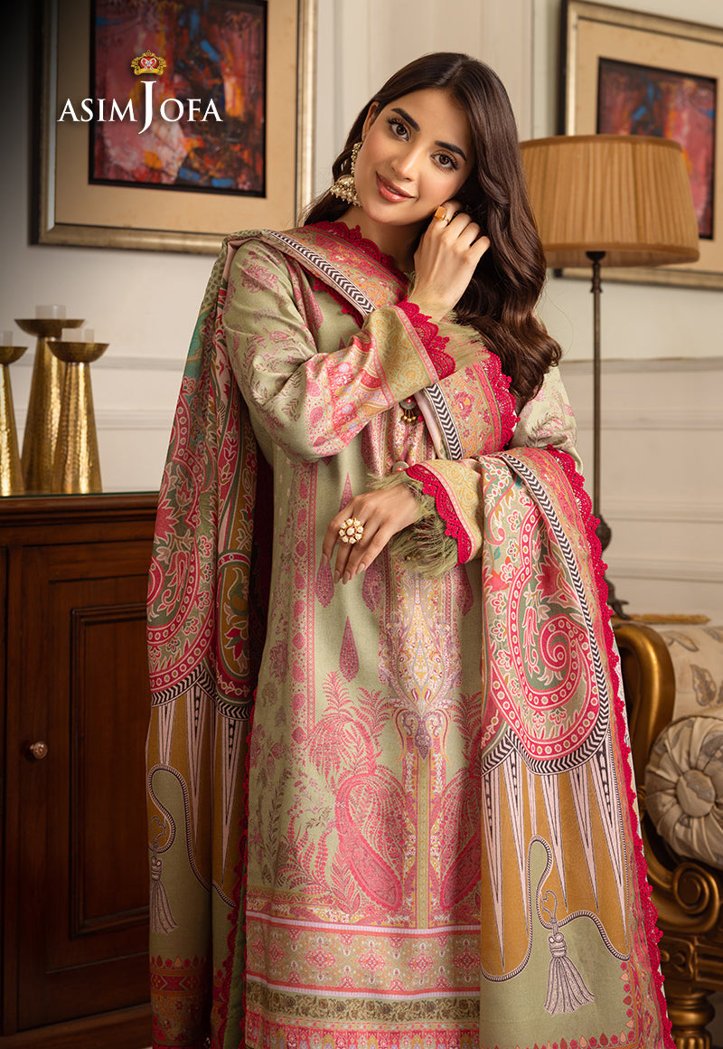 AJIWP-08 EMBROIDERED KARANDI STITCHED 3 PCS