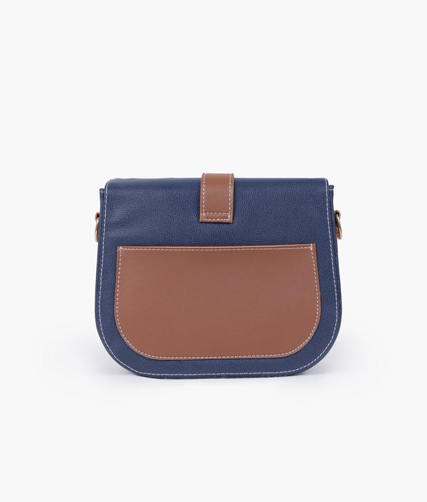 RTW Creation - Blue and brown push-lock saddle bag