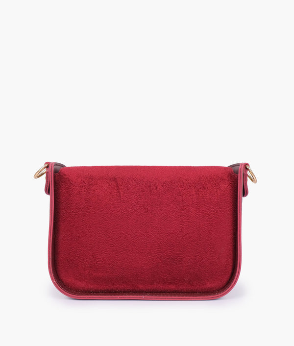 RTW Creation - Burgundy suede saddle bag with twist lock