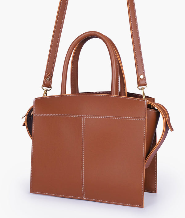 RTW Creation - Brown trapeze top-handle bag
