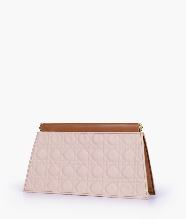 RTW Creation - Brown quilted evening clutch with snap closure