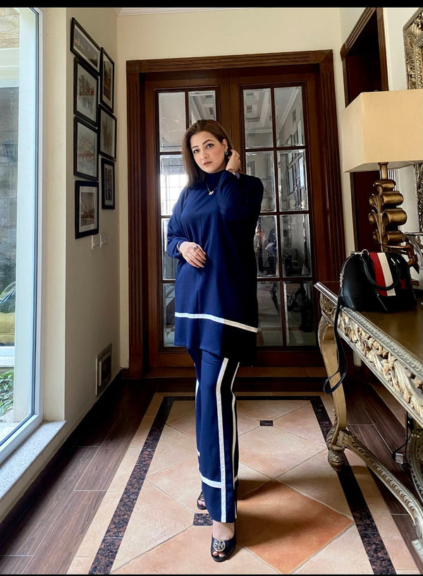 Manahils Stitched Co Ords Blue Co-Ord Set