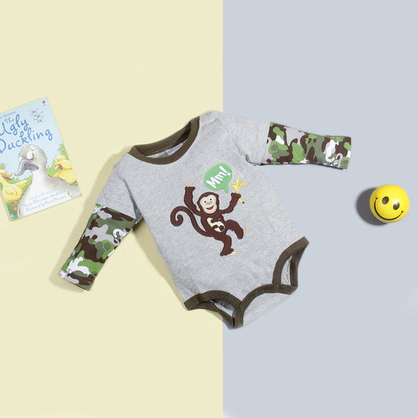 Baby Boy Full Sleeves Bodysuit camouflage Monkey