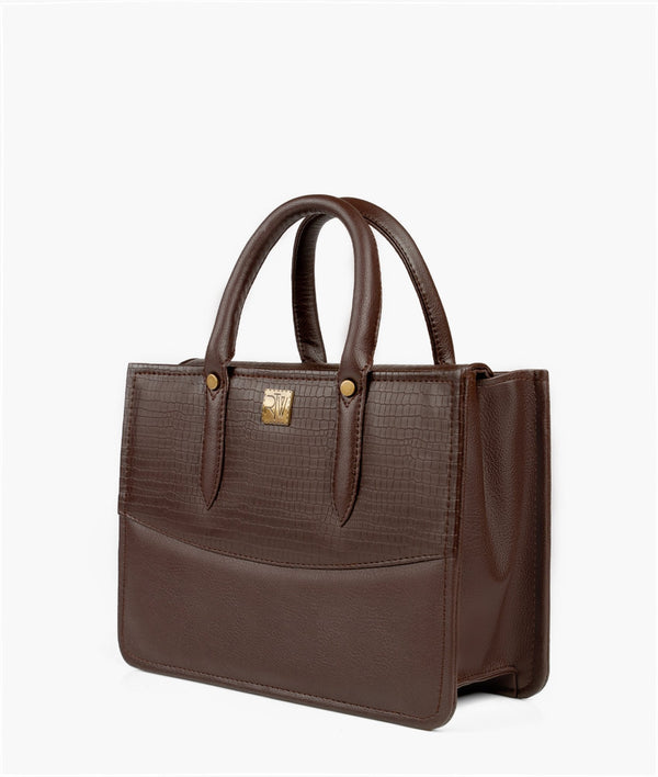 RTW Creation - Dark brown crocodile satchel bag