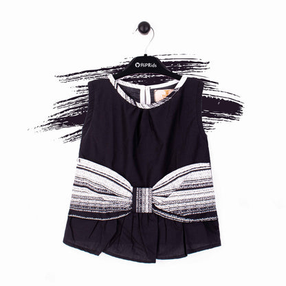 Baby Girl Black White Big Bow Top