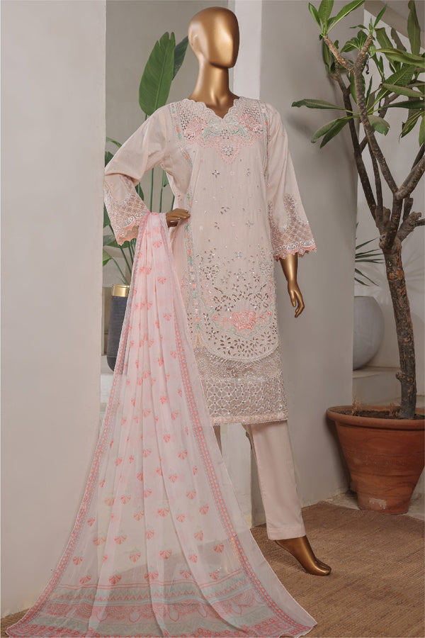 Bin Saeed Stitched 3 Piece Plain Lawn Vol-01 Collection'2025-LF-2281-Skin