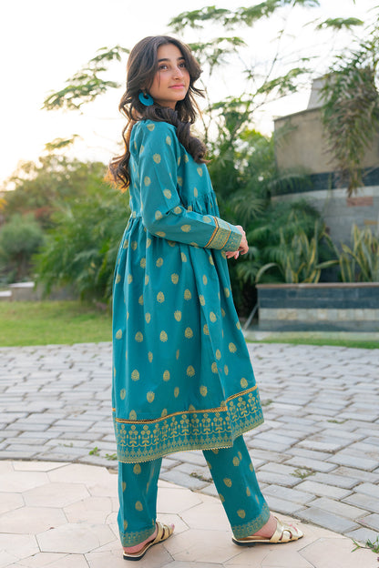 T-ALPRTW-057, ALLOVER JAQUARD FROCK WITH TROUSER