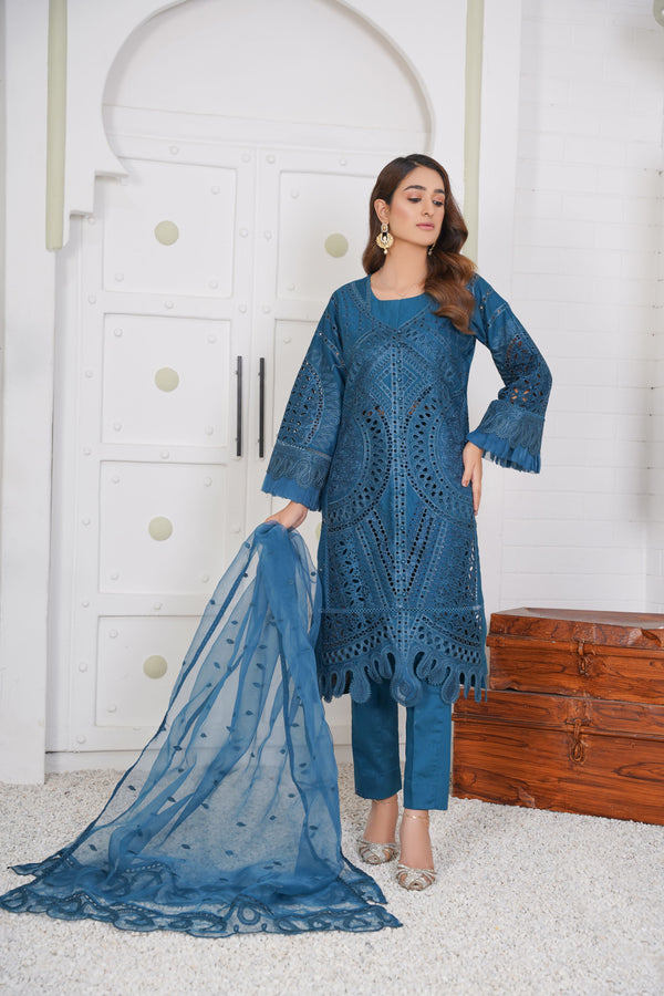 Threads & Weaves 3 PC PRET Embroidered Chikankari-03