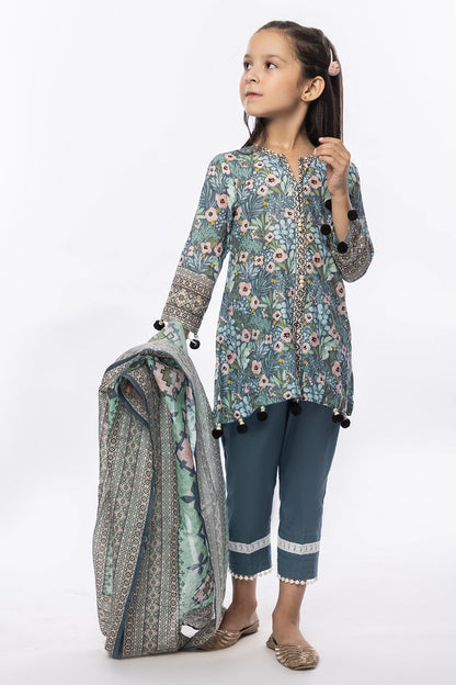 3PCS Digital Printed Lawn Shirt, Dupatta & Cotton Trouser SKU: SFRK-008