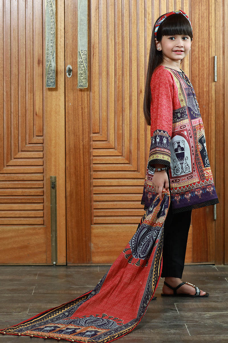 PRSDT-087 Digital Printed Embroidred Lawn Shirt, Dupptta & Cotton Trouser