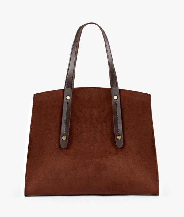 RTW Creation - Dark brown suede multi compartment satchel bag