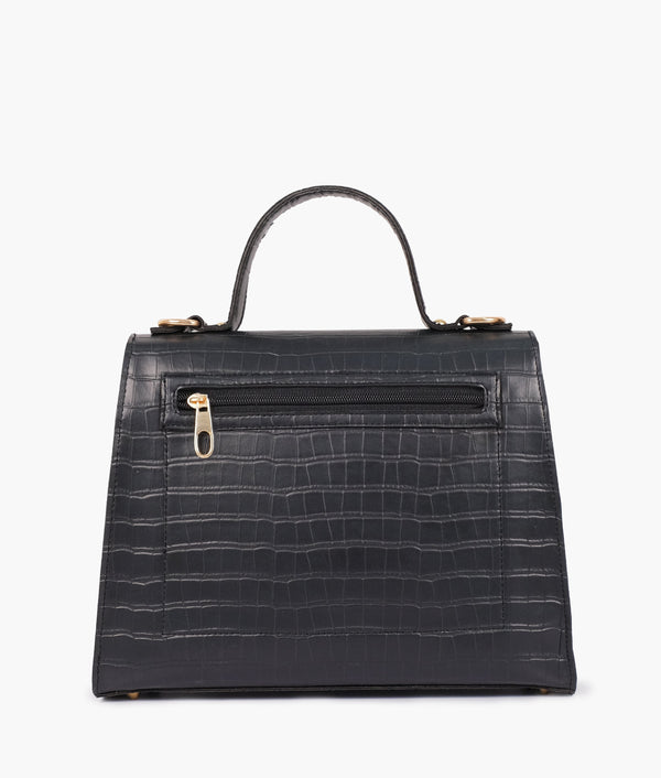 RTW Creation - Black top-handle crocodile mini bag