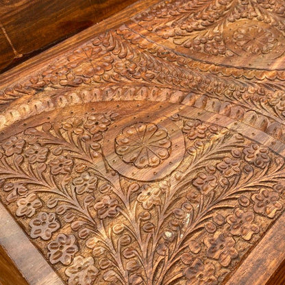 Carved Tea Wagon-Wooden Serving Tray