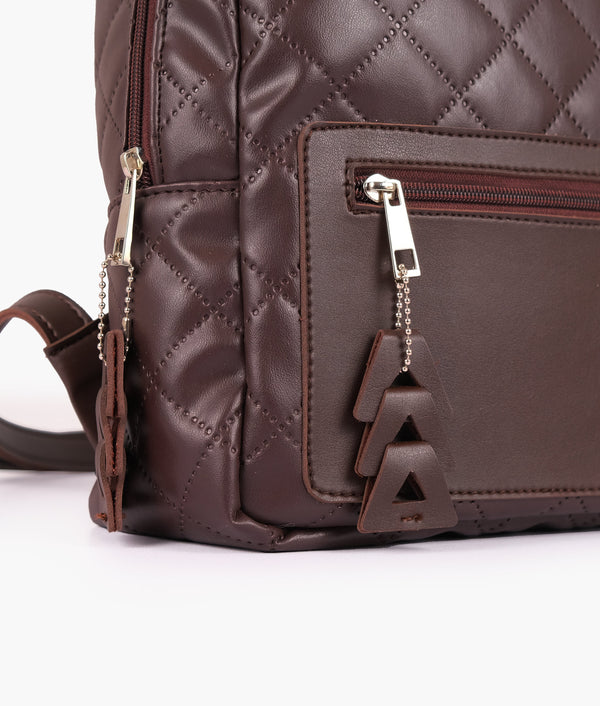 RTW Creation - Dark brown quilted mini backpack