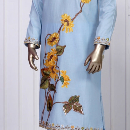 Ready To Wear 3pc Blue Embroidered Suit