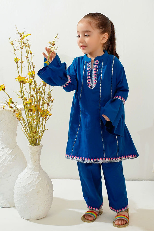 Ochre Clothing Girls Full Suits Cotton Embroidered 2 Pc Suit