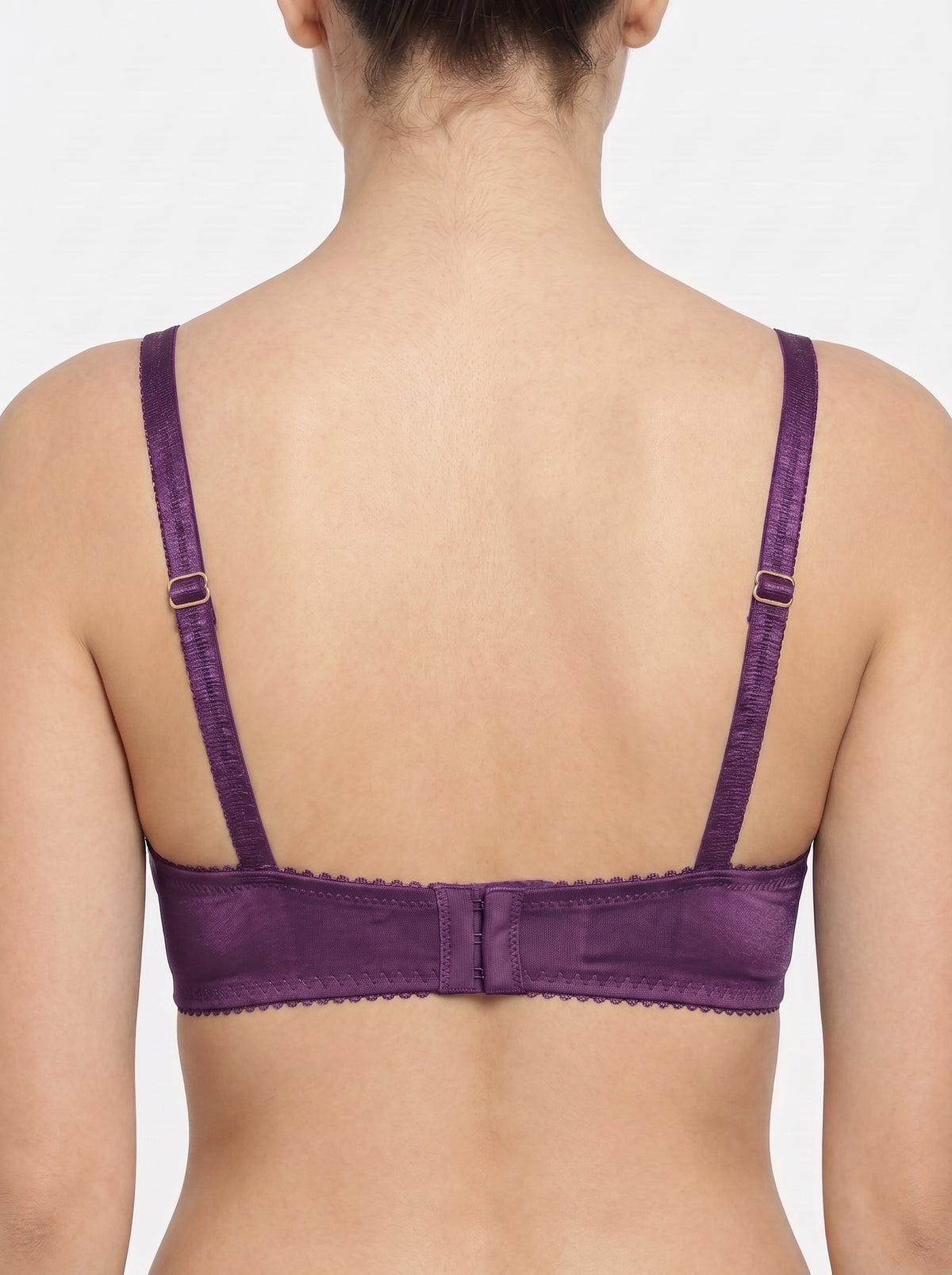 ROMANCE Forever, Half Lace Unpadded Polyester Jersey Bra, PURPLE