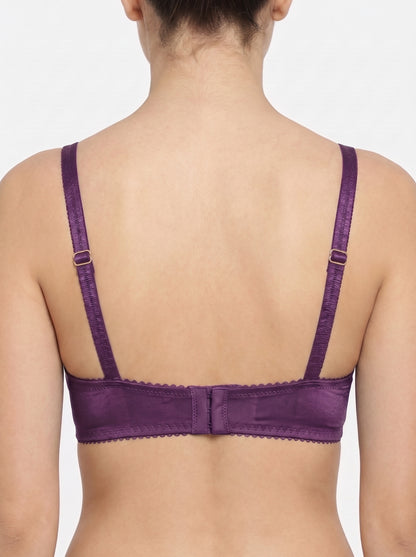 ROMANCE Forever, Half Lace Unpadded Polyester Jersey Bra, PURPLE