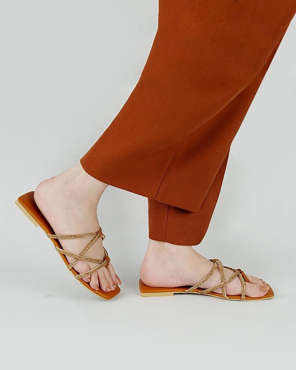 Criss Cross Studded Flats_brown-1