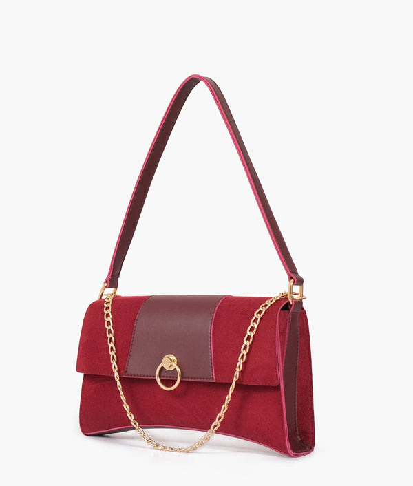 RTW Creation - Burgundy suede buckle envelope bag