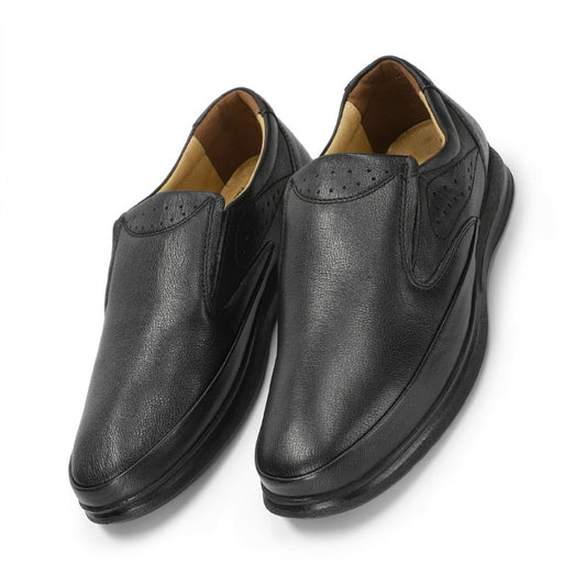 Men’s Turkish-built Slip-On Dotted Grainy Leather Shoes in Black