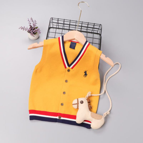 Girl Yellow Front open Sleeveless Sweater