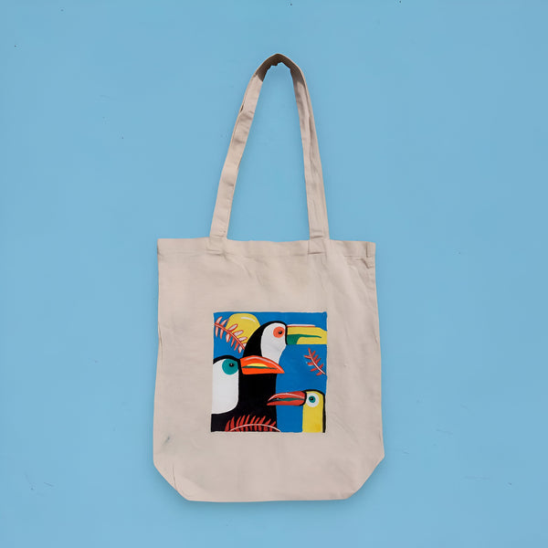 Hand-painted Birds Totebag