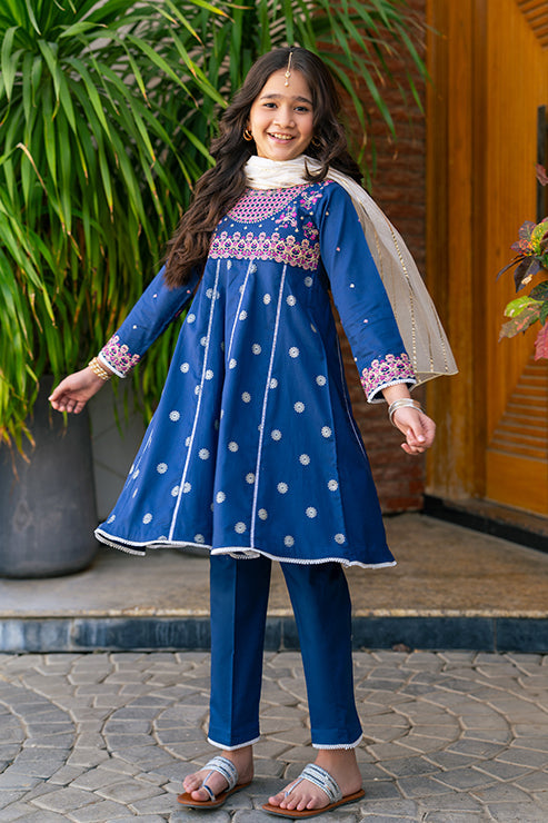 K-SFC-003,  Embroidered Shirt With Panel Table Print Dress