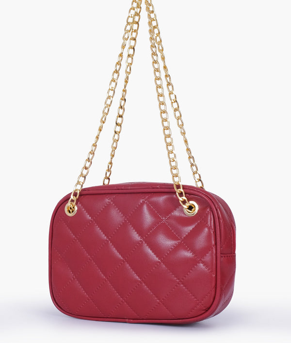 RTW Creation - Maroon quilted rectangle cross-body bag