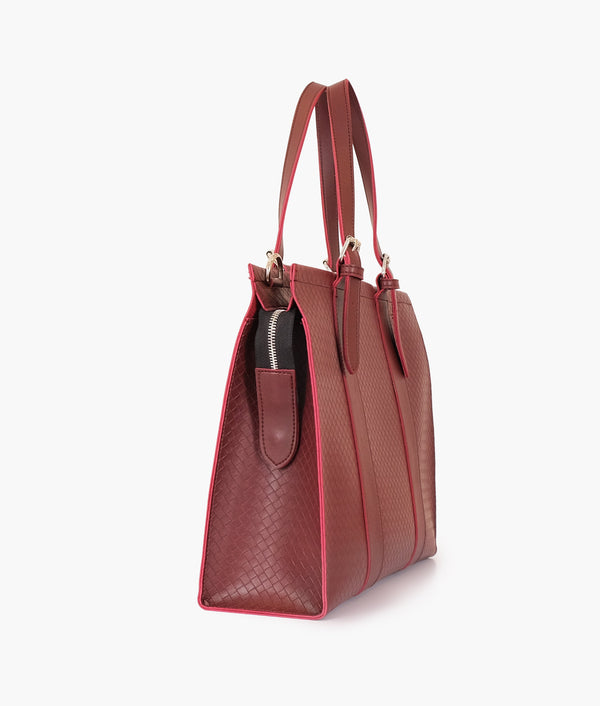 RTW Creation - Burgundy weaved laptop bag with sleeve