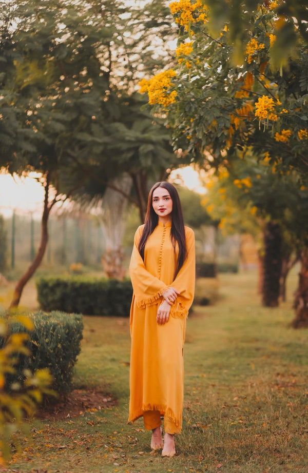 Manahils Stitched Co Ords Mustard Marina Tunic