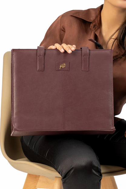Everyday Women's Leather Zipper Tote Bag-Maroon Oak