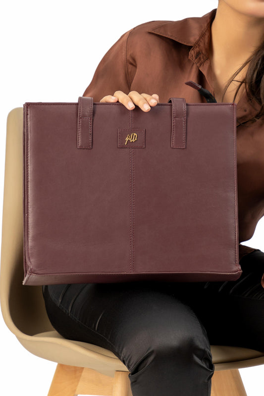 Everyday Women's Leather Zipper Tote Bag-Maroon Oak