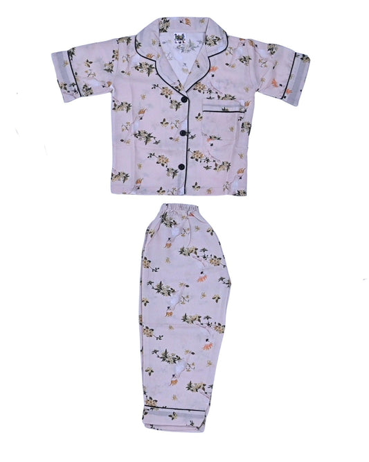 Kids klub cozy sleepwear breathable & light weight pajama set-purple; floral