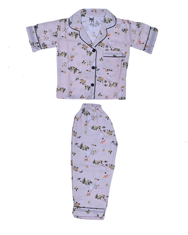 Kids klub cozy sleepwear breathable & light weight pajama set-purple; floral