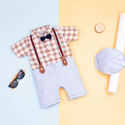 Baby Boy3 Piece Sky Checked Formal Romper
