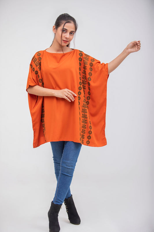 Create the most confartable night to day wear, the poncho is embroidered-ARJ-PNC-02